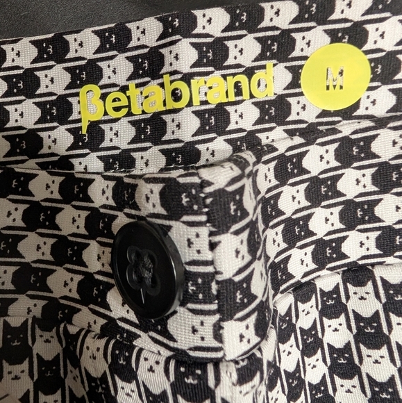 Betabrand Black and White Novelty Checkered Cat Print Ankle Zip Skinny Pants M - Picture 4 of 12